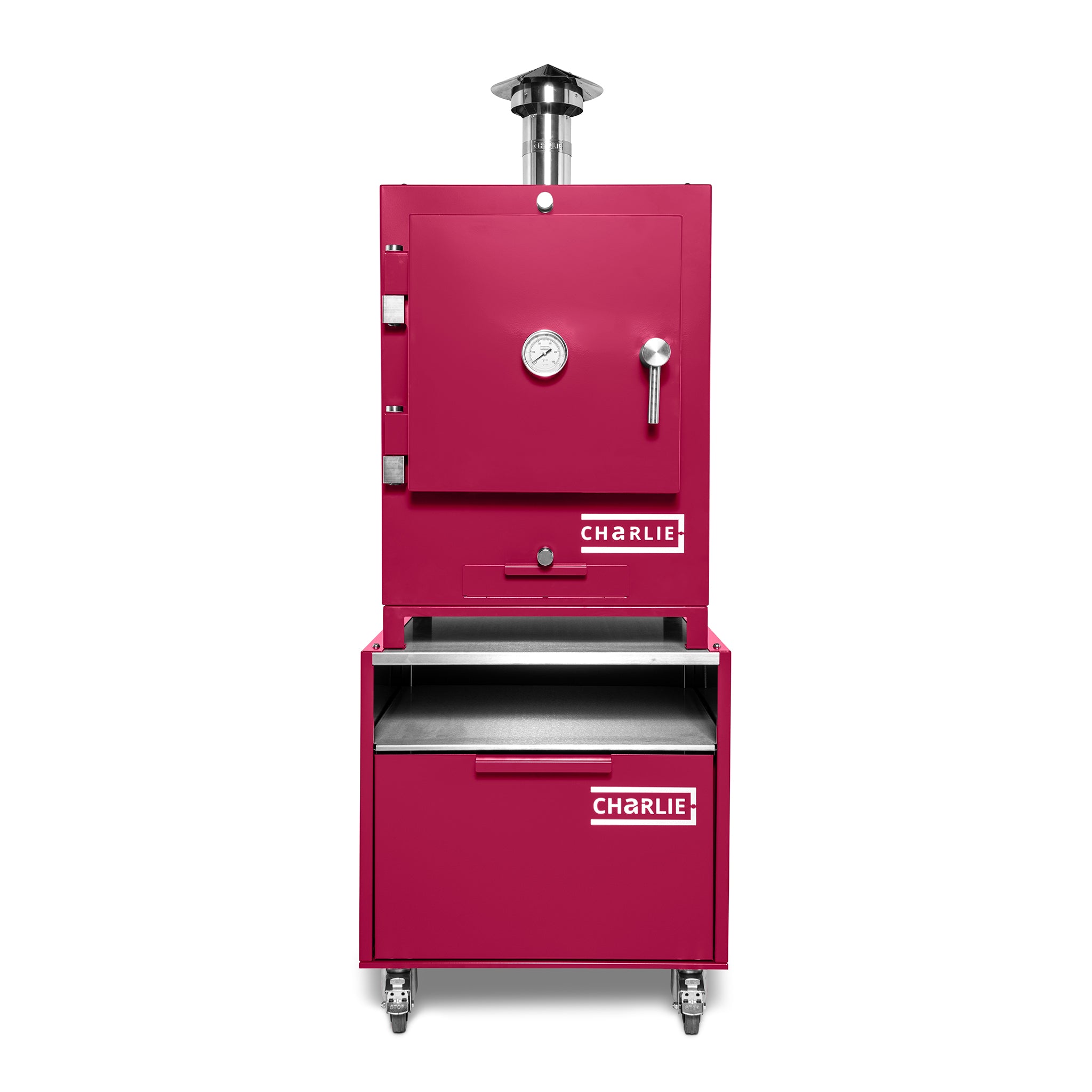 Cheeky Charlie Tabletop Oven in Rhubarb, with base unit