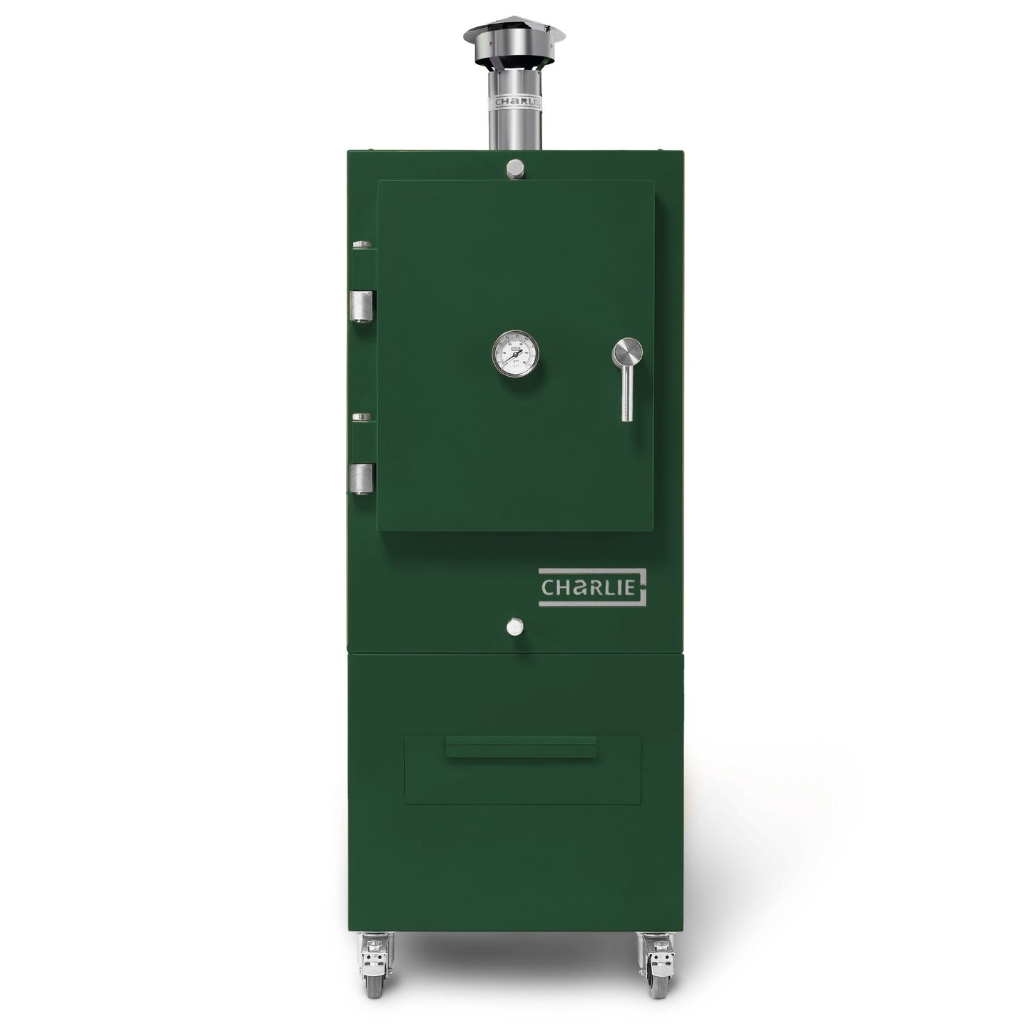 Charlie Charcoal Oven in Green Chilli, angled view